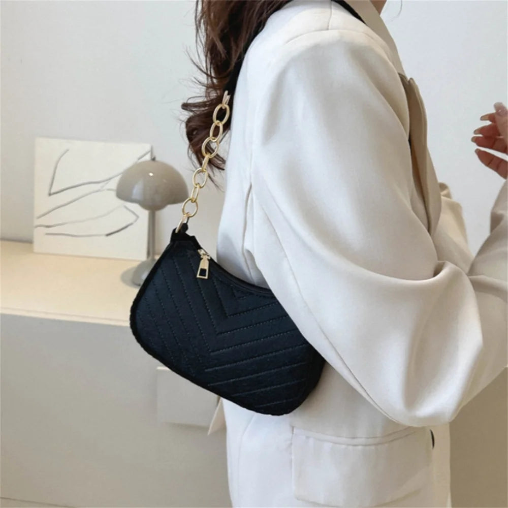 Mini sacs à bandoulière en feutre pour femmes 2023 Sacs sous les bras pour femmes Texture Couleur unie Sacs à main décontractés Sac léger pour femme Pochette