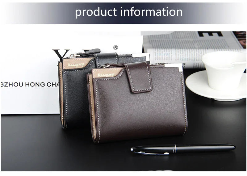 Short Luxury Men Wallets Zipper Coin Pocket Card Holder Male Wallet Clutch Photo Holder Name Engraved Brand Man Purses Wallet