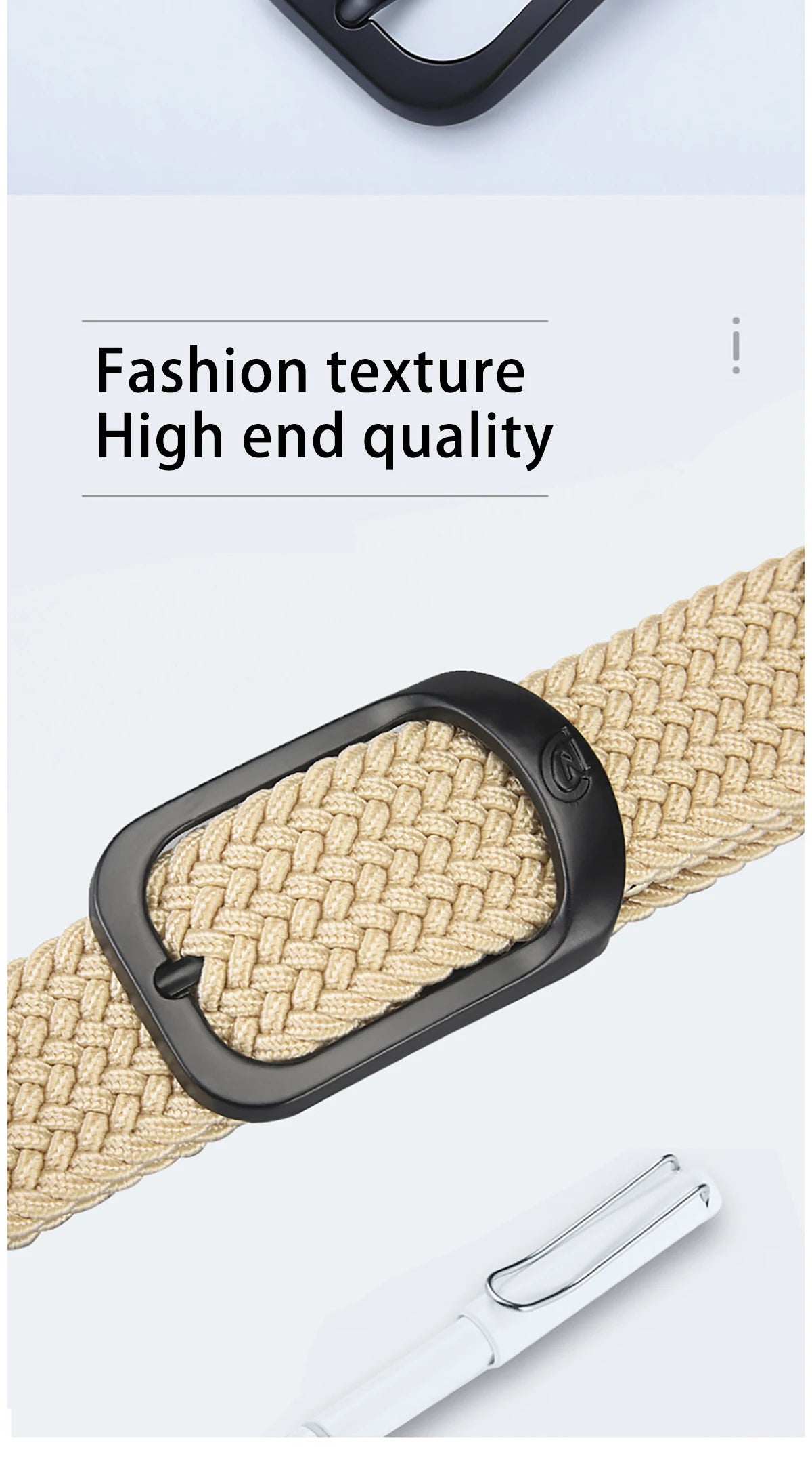 Men's Belt Casual Woven Elastic Belt Outdoor Sports Women's Belt Climbing Work Belt Jeans Suit Pants Men's And Women's Universal