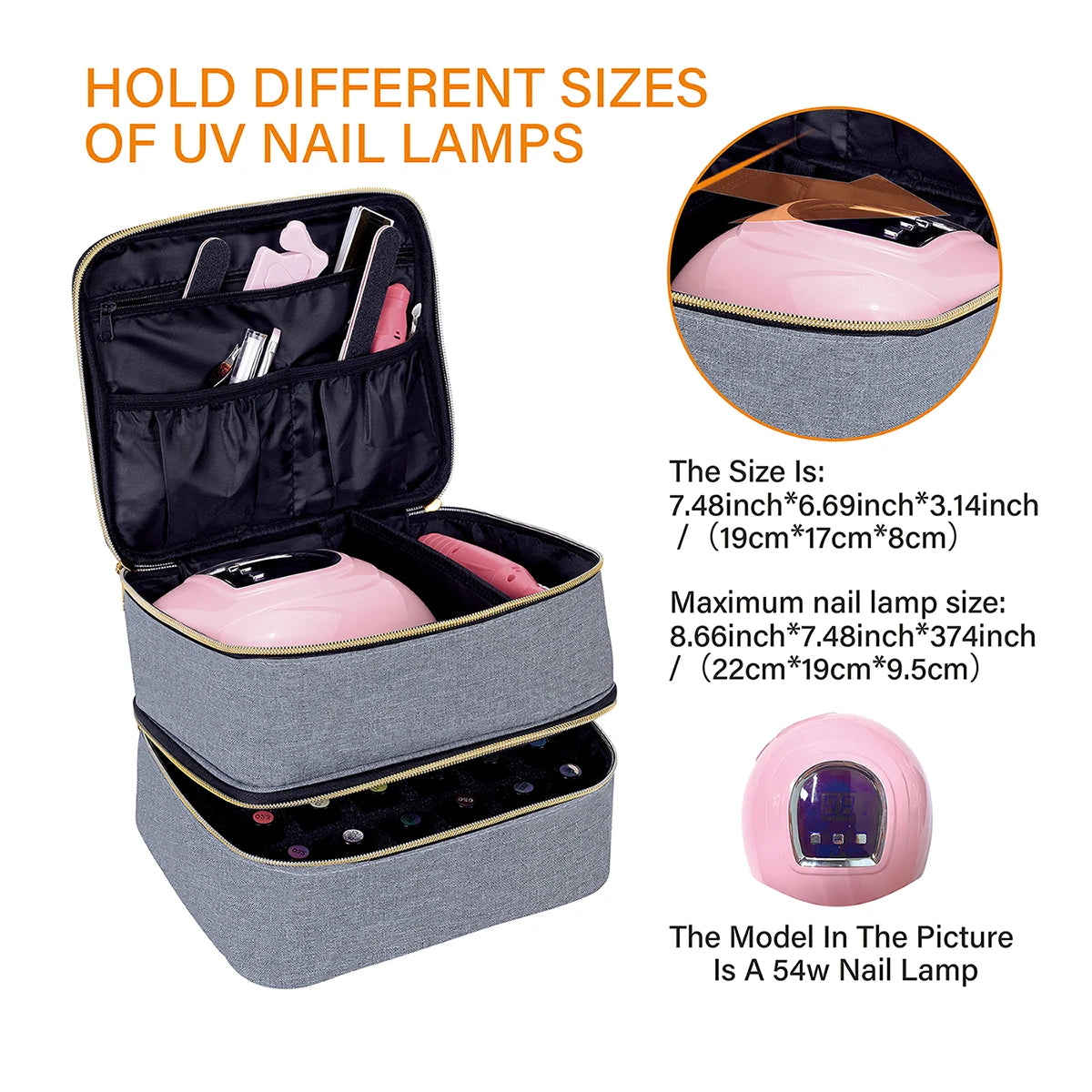 Double-Layer Makeup Bag With Handle, Large Capacity Cosmetic Storage Case, Travel Toiletry Nail Tool Organizer Travel Accessorie