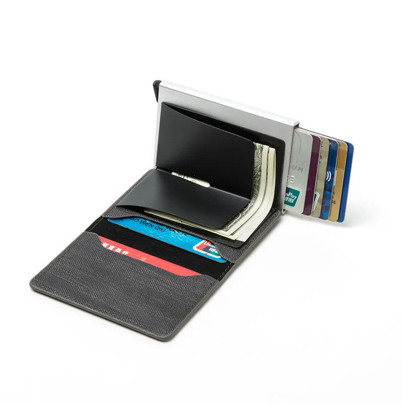 Gebwolf Credit Card Holder Men Wallet RFID Aluminium Box Denim Wallets with Money Clip