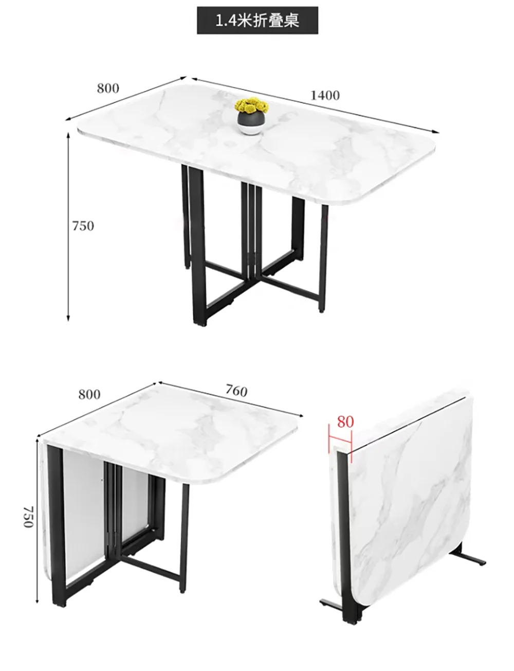 Folding Table, Solid Wood, Ultra-thin, Small Household Type, Installation Free, Simple Dining Table, Retractable, Mobile, Multi