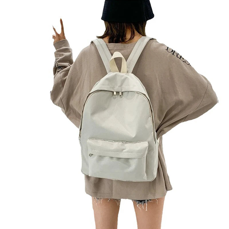 Korean Fashion Solid Backpack Student Schoolbag Women Men Large Capacity Travel Bag Fashion Backpack