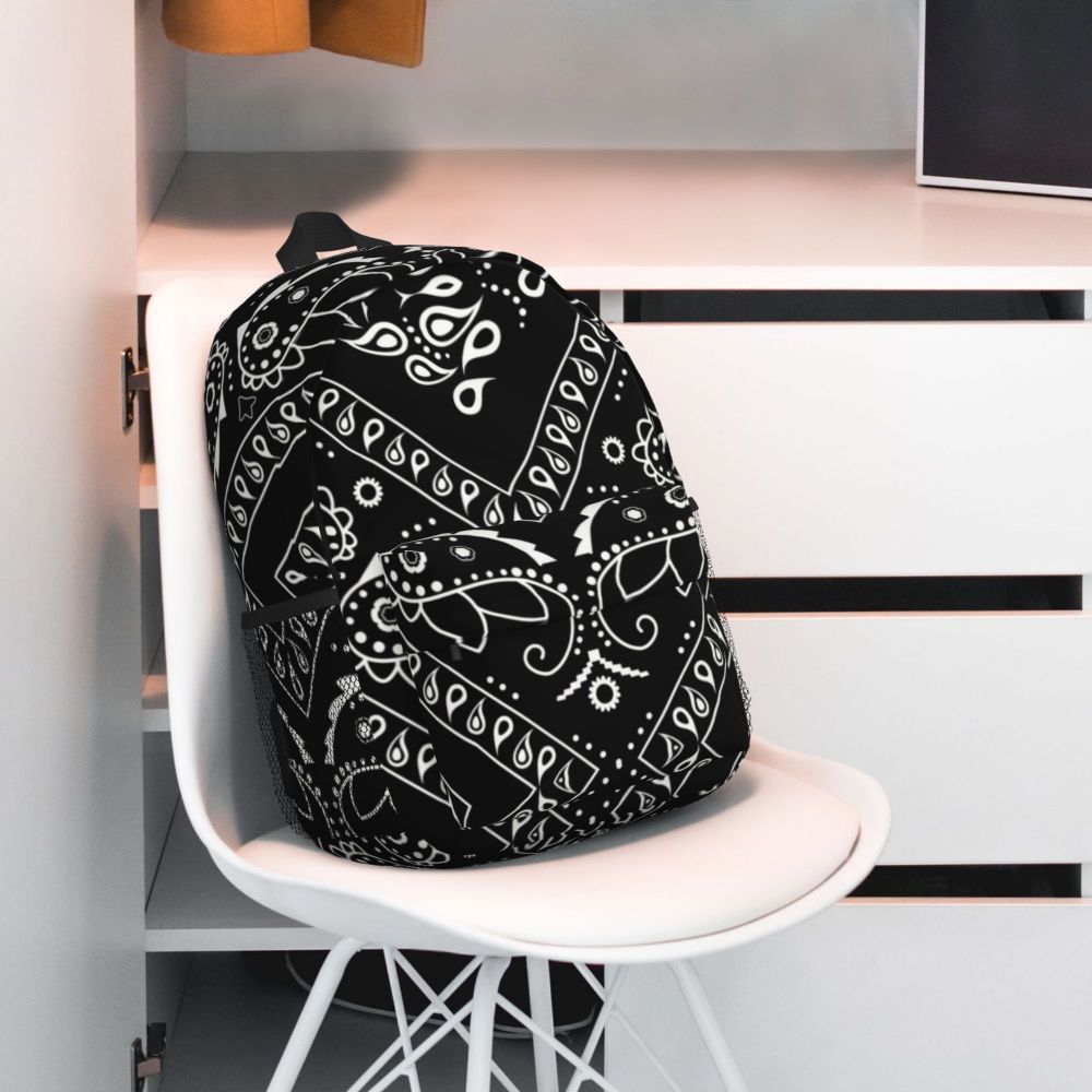 Custom Black White Paisley Chicano Bandana Style Laptop Backpack Women Men Basic Bookbag for School College Student Bag