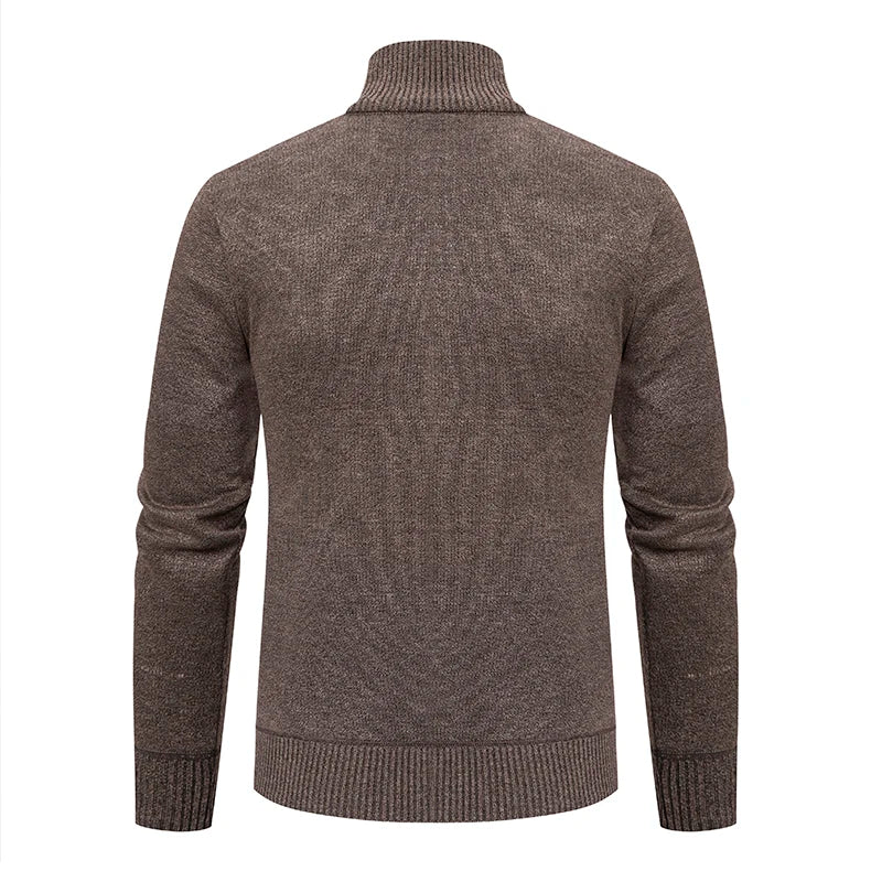 Veste épaisse pour hommes automne et hiver ligne tendance chaude col montant cardigan tricoté pull manteau