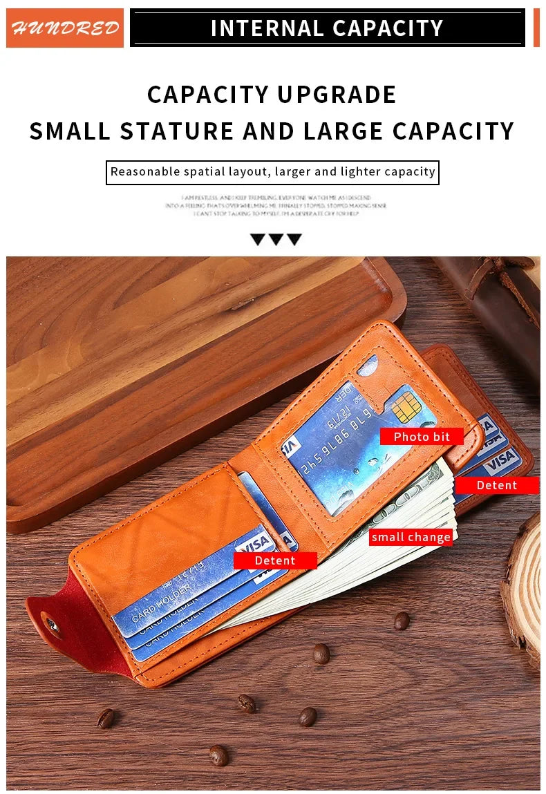 Men's Wallets with 100 US Dollar Pattern Hasp Male Leather Wallet with Zipper Card Holder Coin Pocket Purse cartera hombre