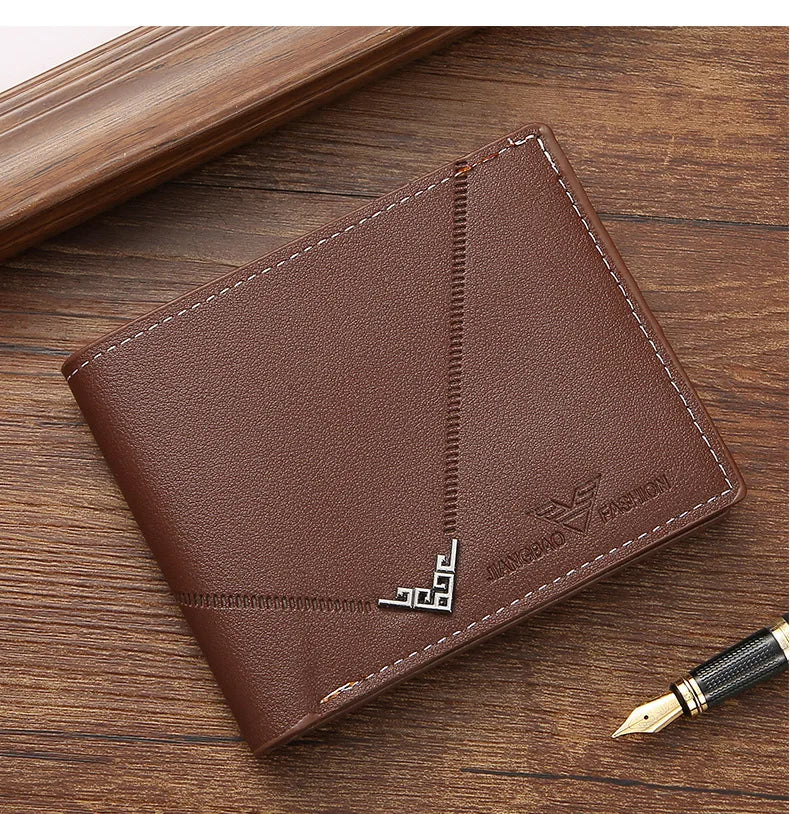 New Men's Wallet Money Bag PU Leather Business Short Wallet Vintage Soft Purse Multi-card Holder Portefeuille Homme Billetera