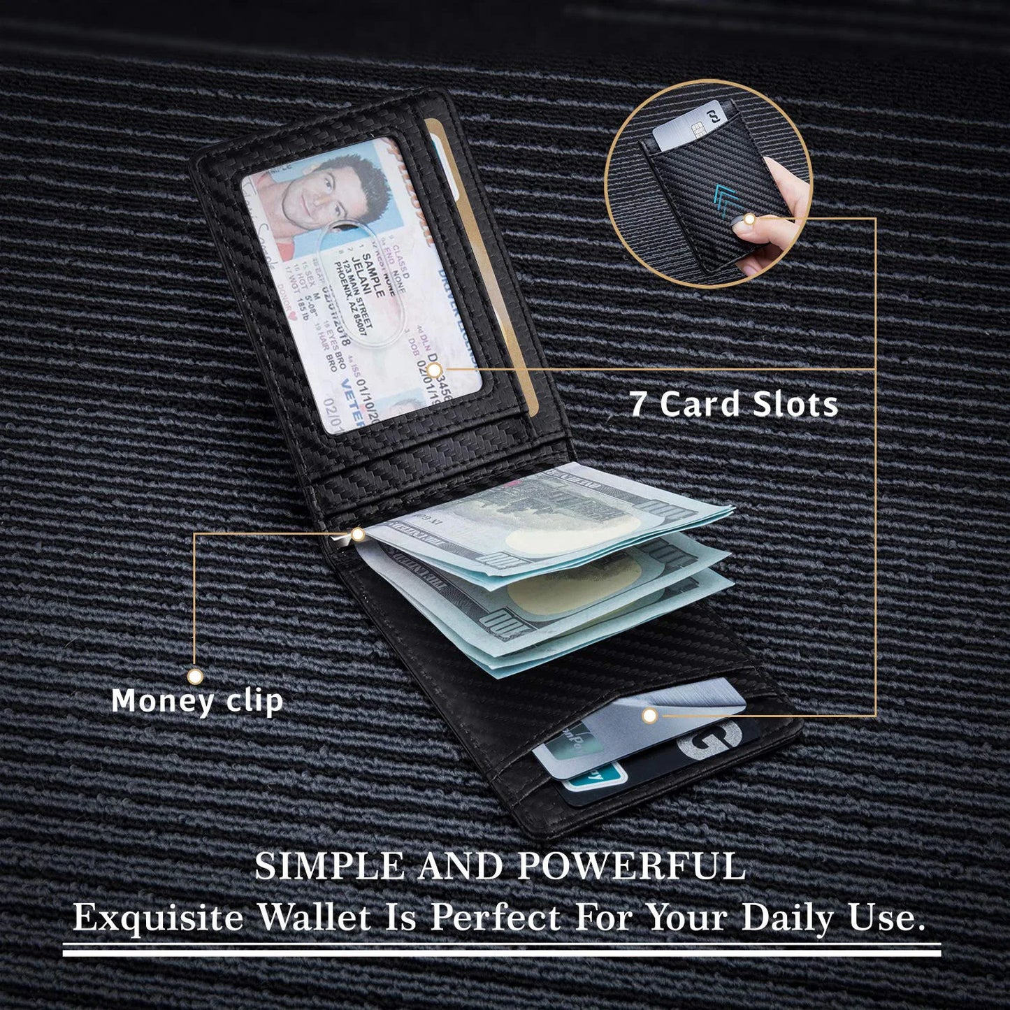 Synthetic Leather Slim Smart Wallet for Men Credit Card Holder Money Clip RFID Blocking Men Thin Bifold Wallet Walet Money Bag