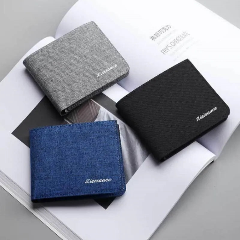 Men Short Wallet Black/Blue/Gray Card Holder Wallet Male Canvas Money Bag ID/photo/bank Holder Male Purses Credit Card Case Bag