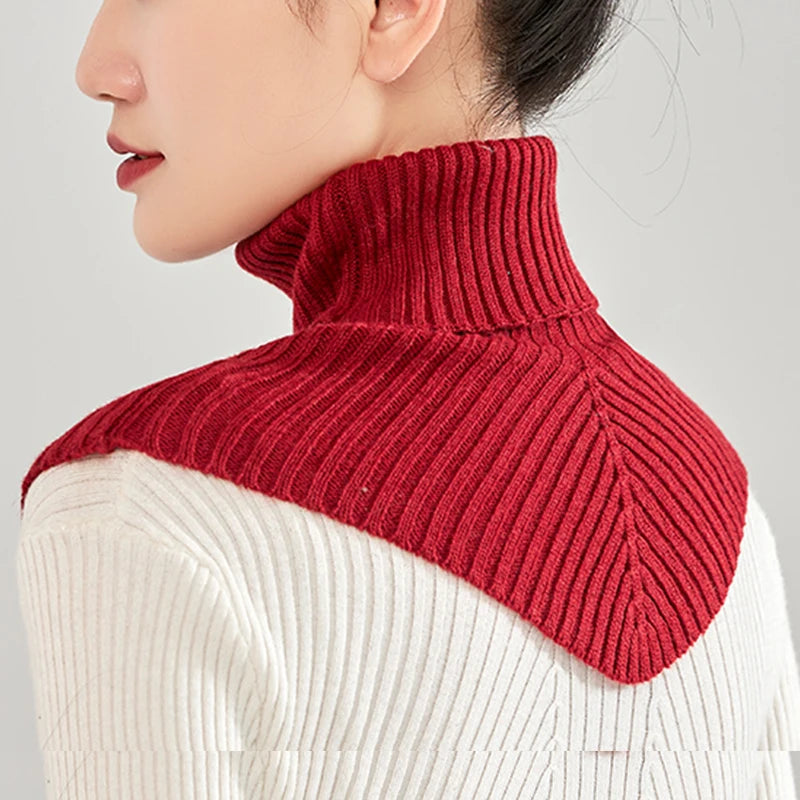 Women Wool Knitted Neckchief Winter Irregular Design Turtleneck Ring Scarf Warm Cashmere Short Wrap Fashion Fake Collar