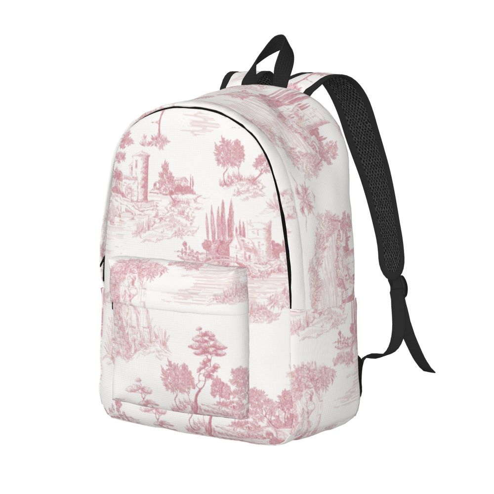 Personalized Navy Blue Toile De Jouy Canvas Backpacks Men Women Basic Bookbag for School College French Countryside Floral Bags