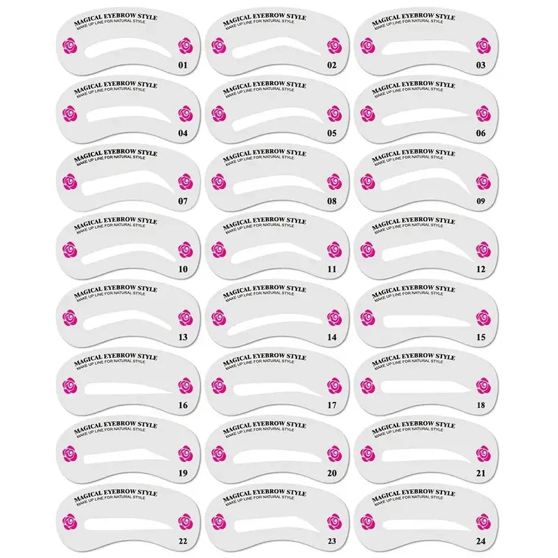 24 pochoirs de mise en forme des sourcils - Kit de toilettage pour femmes - Parfait pour le modelage de beauté et l'application de maquillage