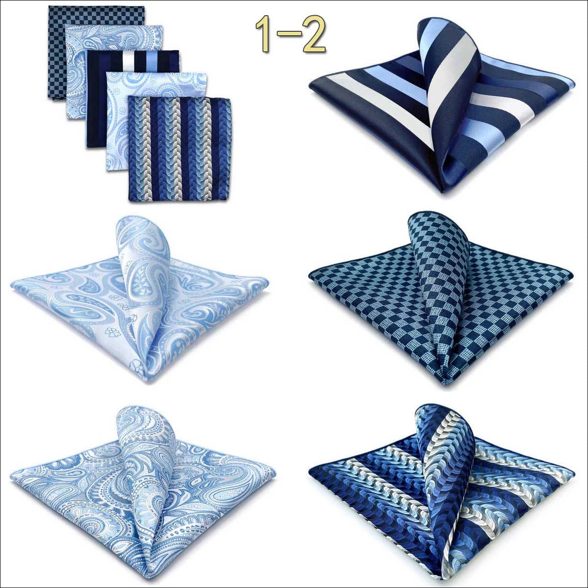 5 Pieces Mens Pocket Squares Wedding Handkerchiefs Set Fashion Formal Bundle Luxury Unique