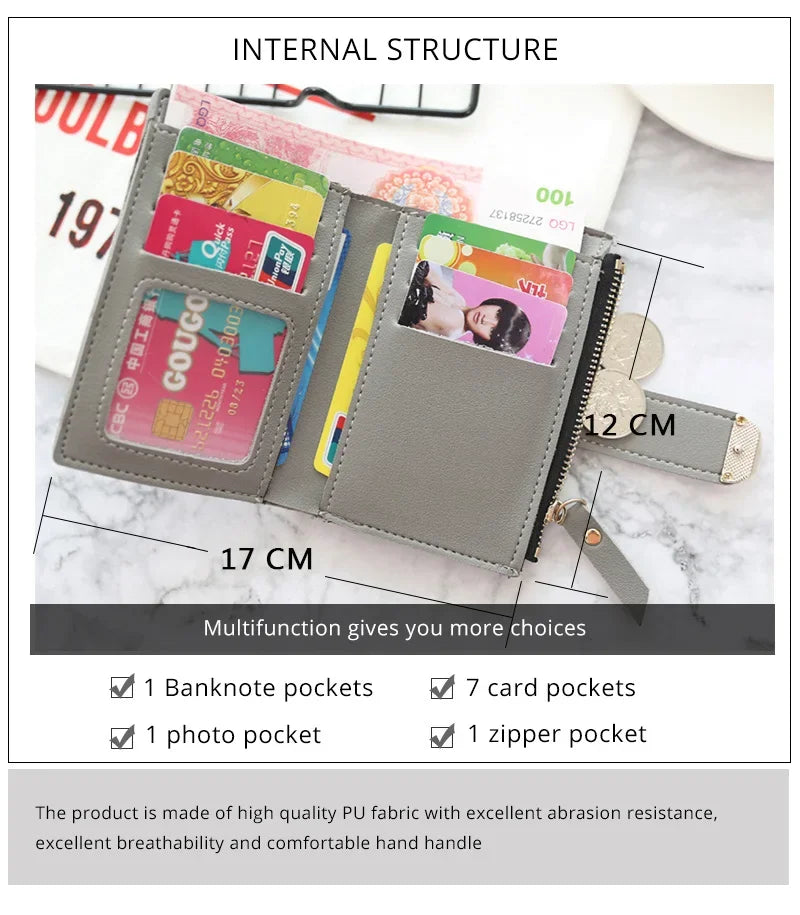 Fashion Trend Clutch Female Purse Money Clip Wallet Small Zipper Brand Leather Luxury Purse Women Ladies Card Bag for Women