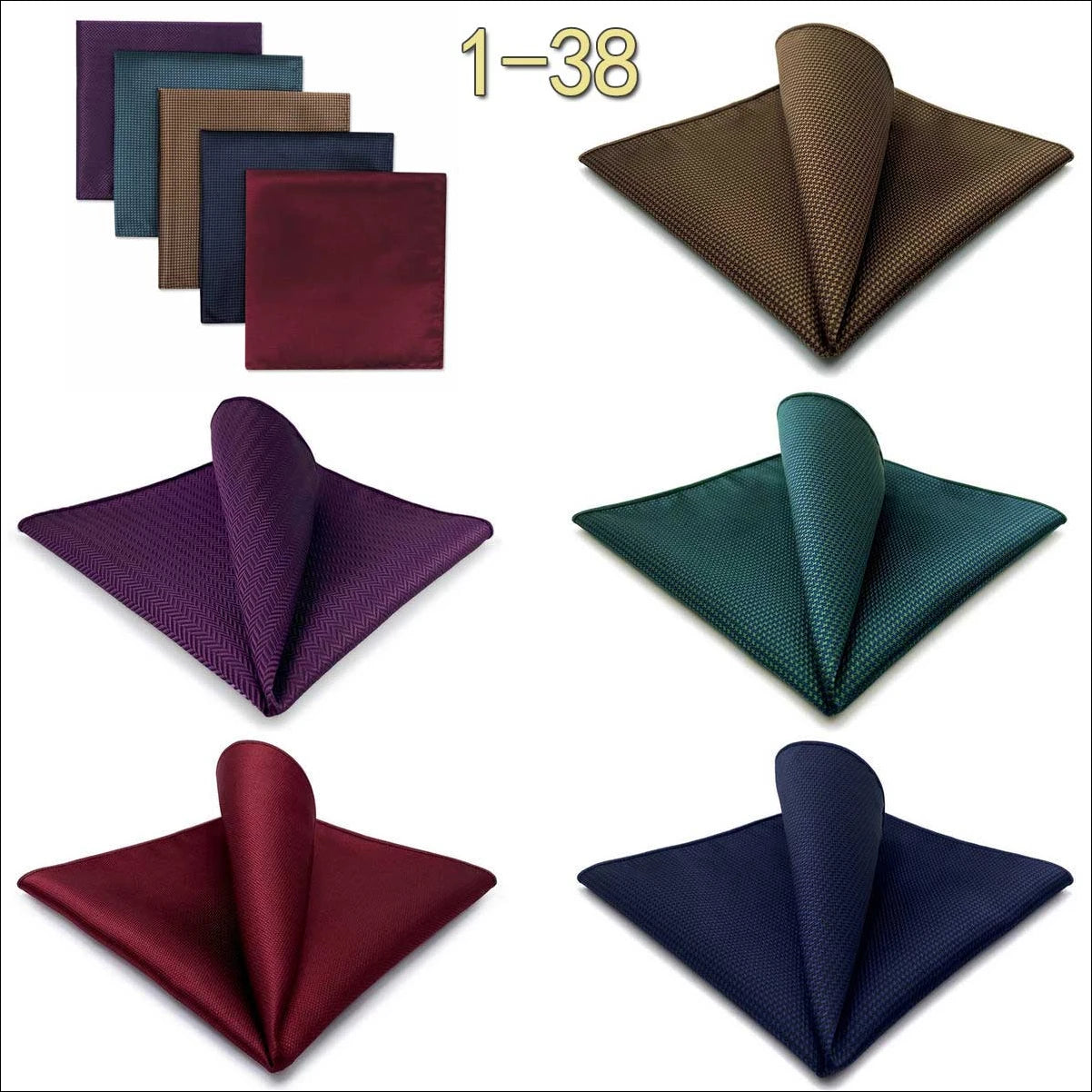 5 Pieces Mens Pocket Squares Wedding Handkerchiefs Set Fashion Formal Bundle Luxury Unique