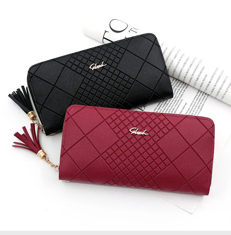 Zipper Money Coin Purse Women Card Holder Long PU Leather Clutch Wallet Large Capacity Lady Wristlet Phone HandBags Money Pocket