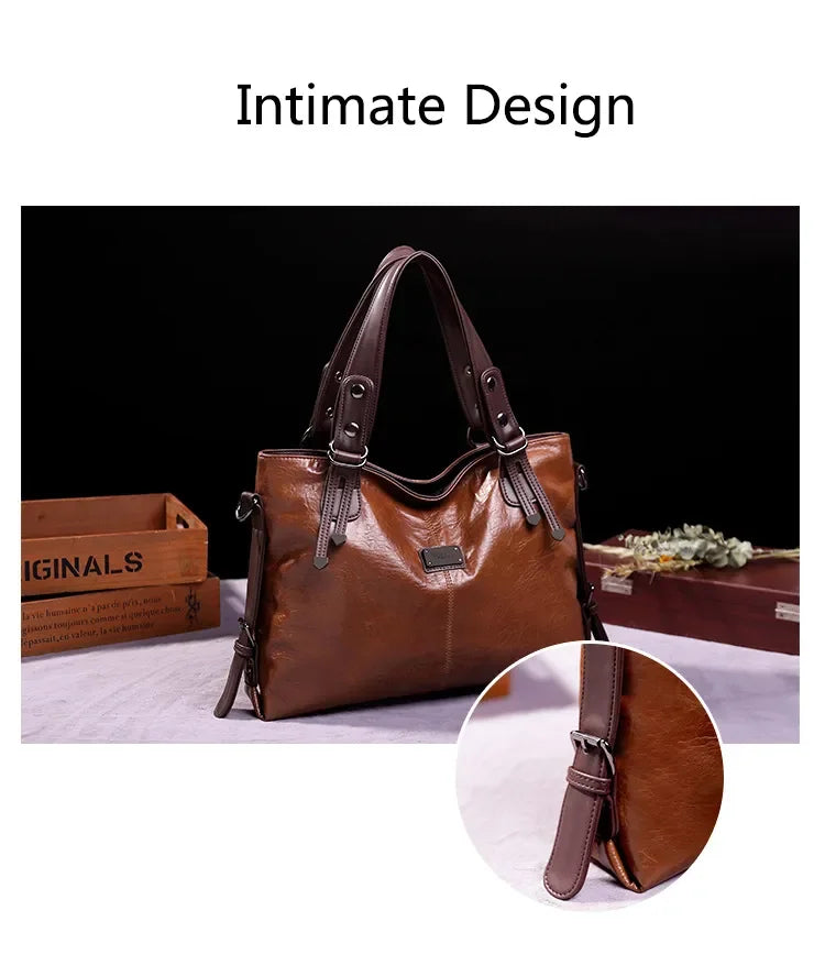 2023 New Fashion Casual Tote Bag Women Handbags Soft Leather Shoulder Bags Vintage Big Capacity Crossbody Hand Bag For Ladies