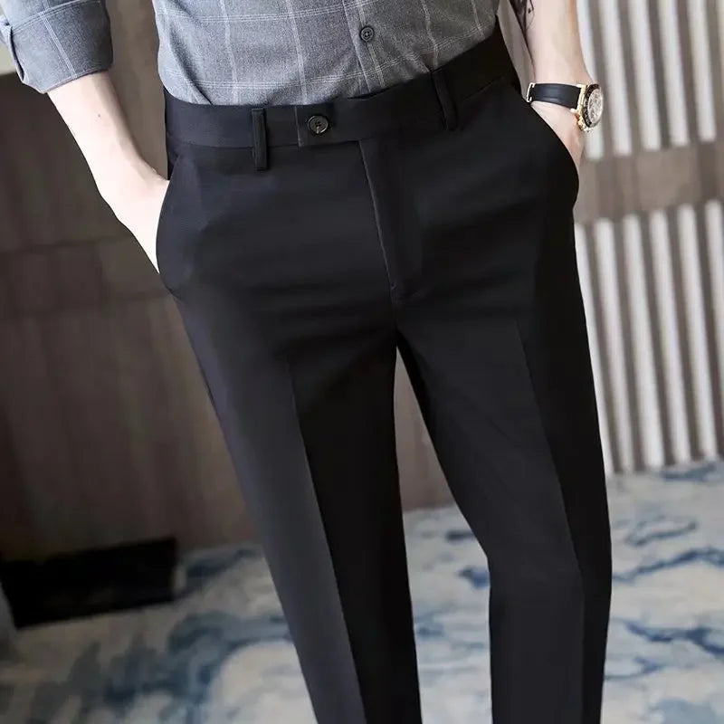 Fashionable Cropped Pants For Men Casual Trendy Spring Autumn New Arrival Small Trousers Draped No Ironing Cone Shaped Pants