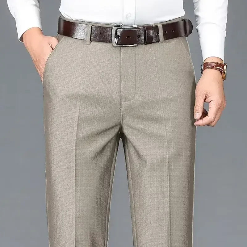 Men's Business Casual Trousers Draped Straight-leg Spring Summer Elasticity Midlife Father Trousers Smart Style Office Wear