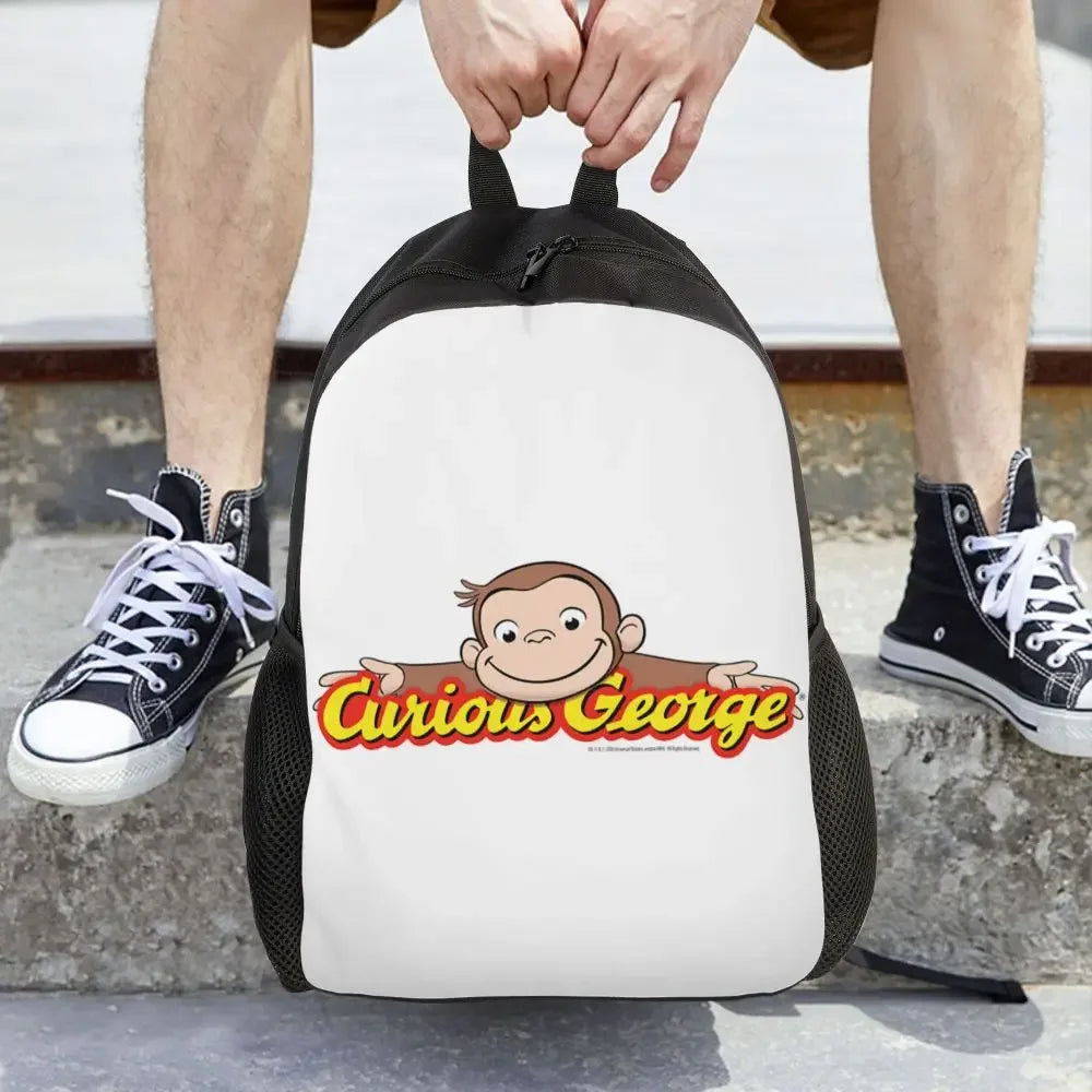 Customized Curious George Backpacks Women Men Casual Bookbag for School College Monkey Bags