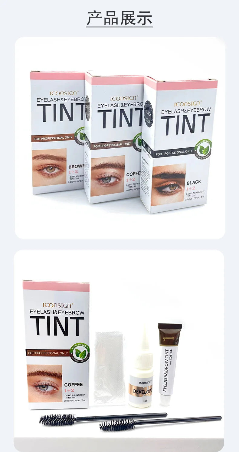 Kit de teinture pour cils et sourcils 3 couleurs, gel de teinture rapide pour sourcils, crème pour sourcils, rehausseurs de sourcils, henné, mascara, outil de maquillage