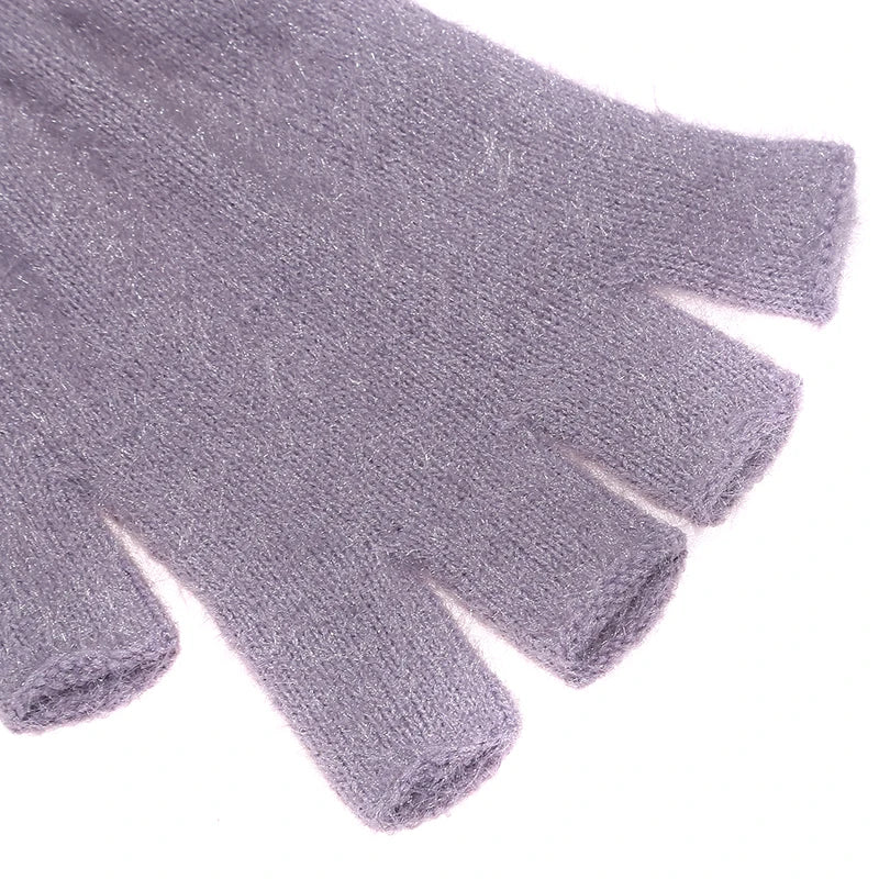 Plush Fingerless Gloves Female Winter Mitten Soft Warm Student Women Gloves Outdoor Write Mink Gloves Thickened Cold Protection