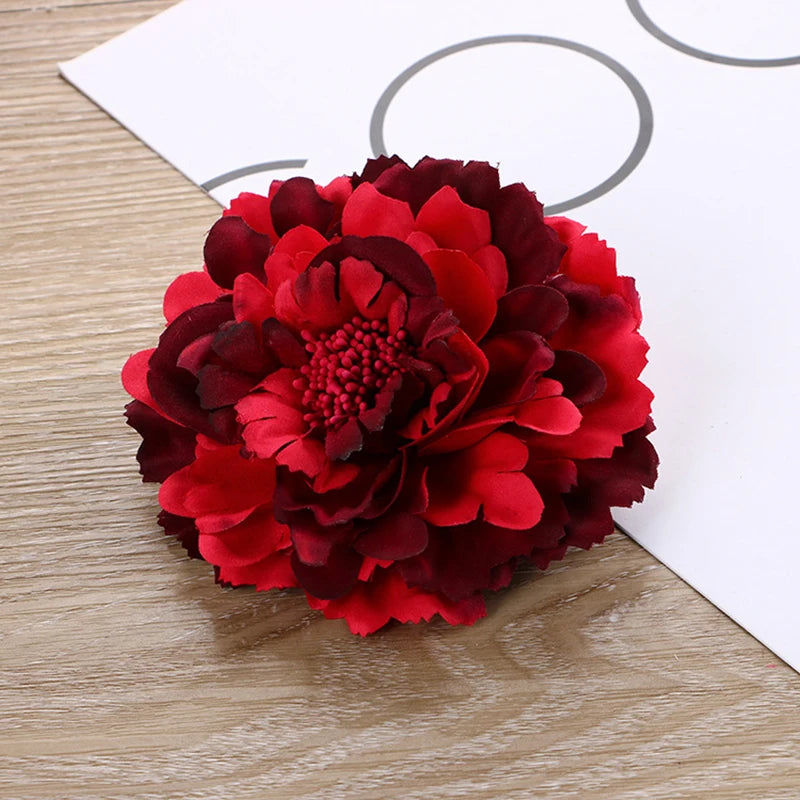 Flamenco Flowers For Hair DIY Headdress For Bridal Flocking Cloth Red Rose Flower Hairpin Hair Clip Party Hair Accessories