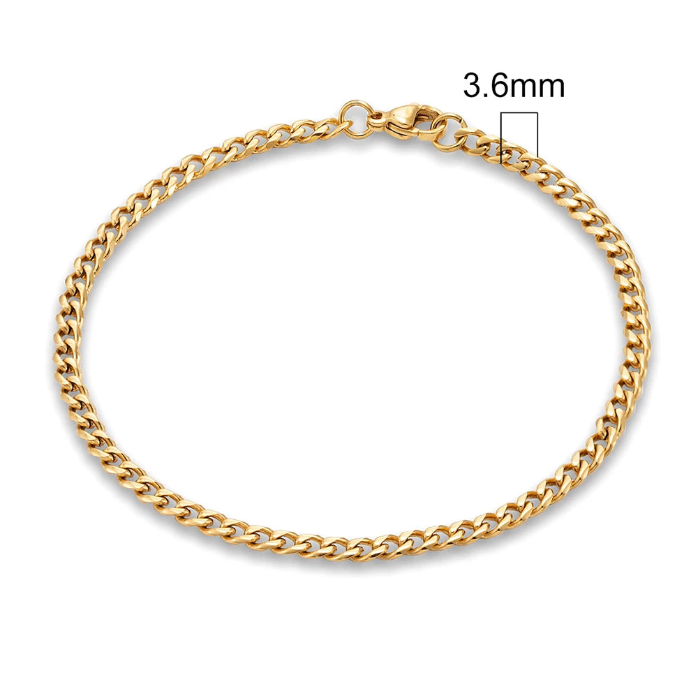 MKENDN Bracelet à maillons cubains délicats en acier inoxydable plaqué or de 3 à 11 mm pour homme et femme