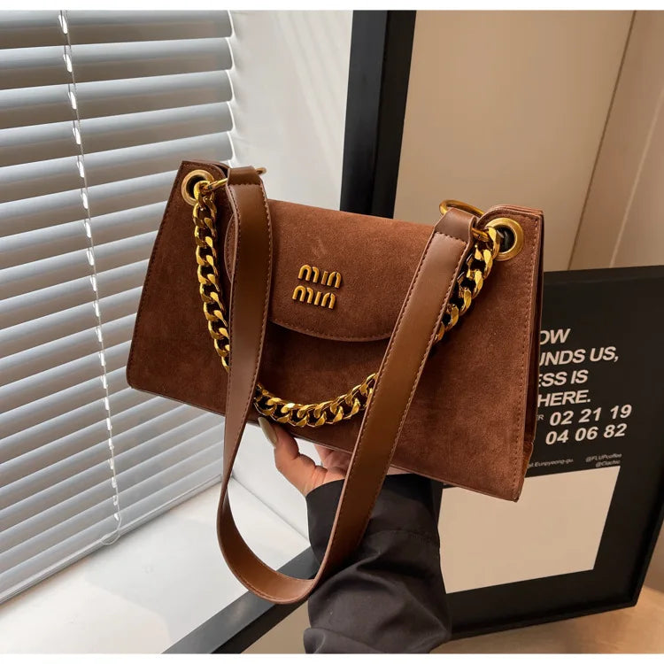 Metal Letter Designer Brand Handbags Top Handle Luxury Shoulder Bags Solid Color Elegant Crossbody Bags Fashion Bags For Women