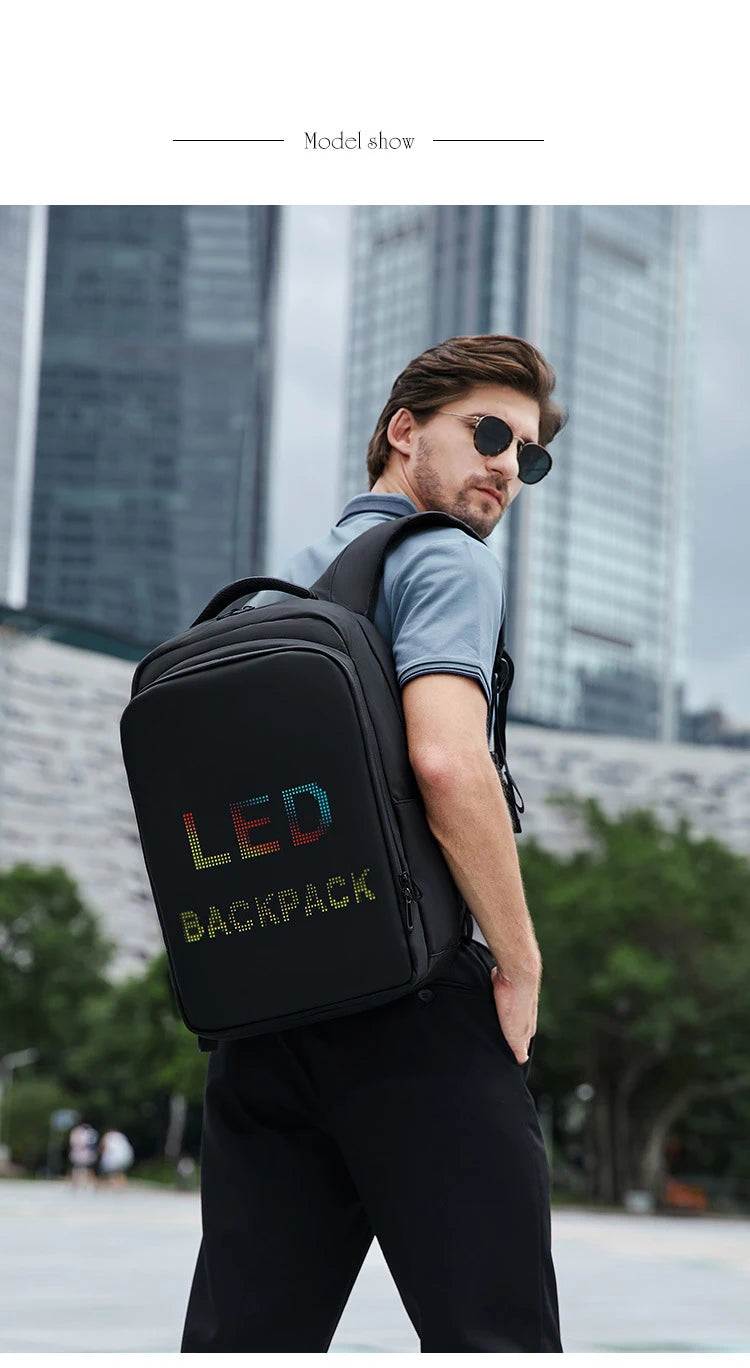 LED Display backpack Business travel 15.6 Inch Laptop Backpack Men DIY Smart backpack school Backpack woman multimedia backpack