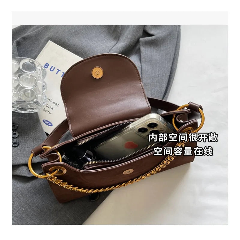 Metal Letter Designer Brand Handbags Top Handle Luxury Shoulder Bags Solid Color Elegant Crossbody Bags Fashion Bags For Women