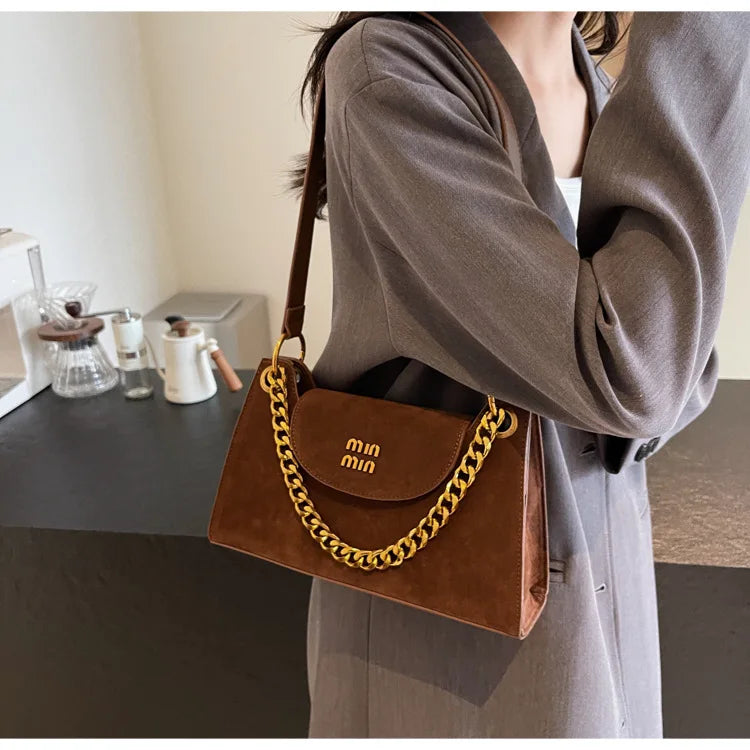 Metal Letter Designer Brand Handbags Top Handle Luxury Shoulder Bags Solid Color Elegant Crossbody Bags Fashion Bags For Women