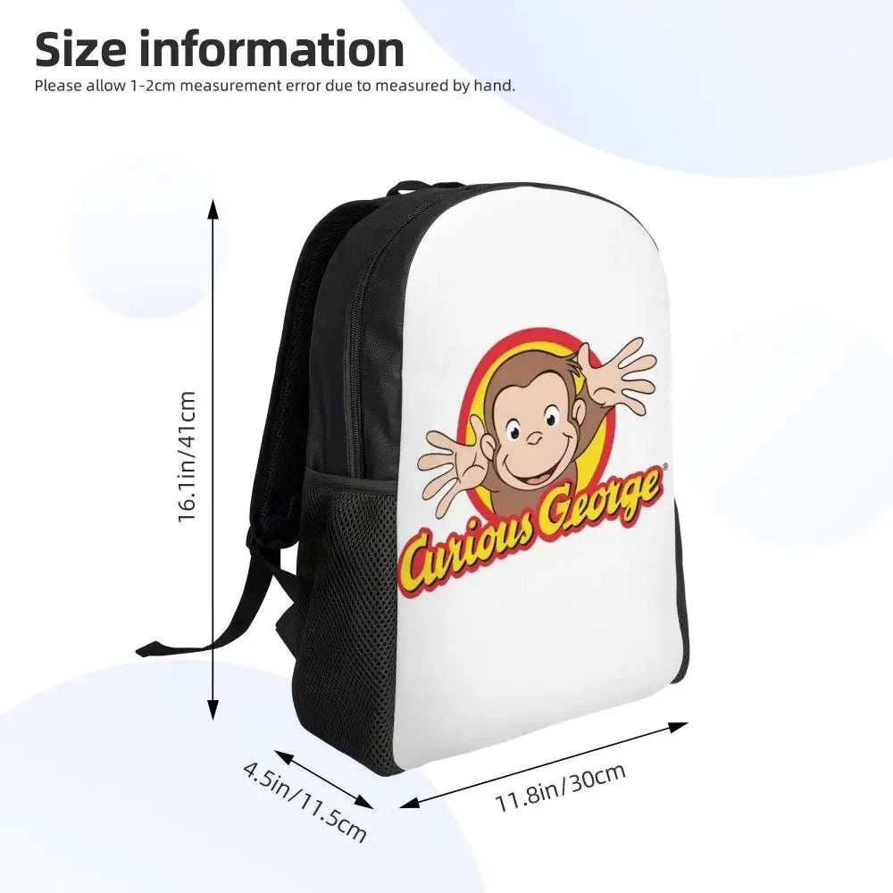 Customized Curious George Backpacks Women Men Casual Bookbag for School College Monkey Bags