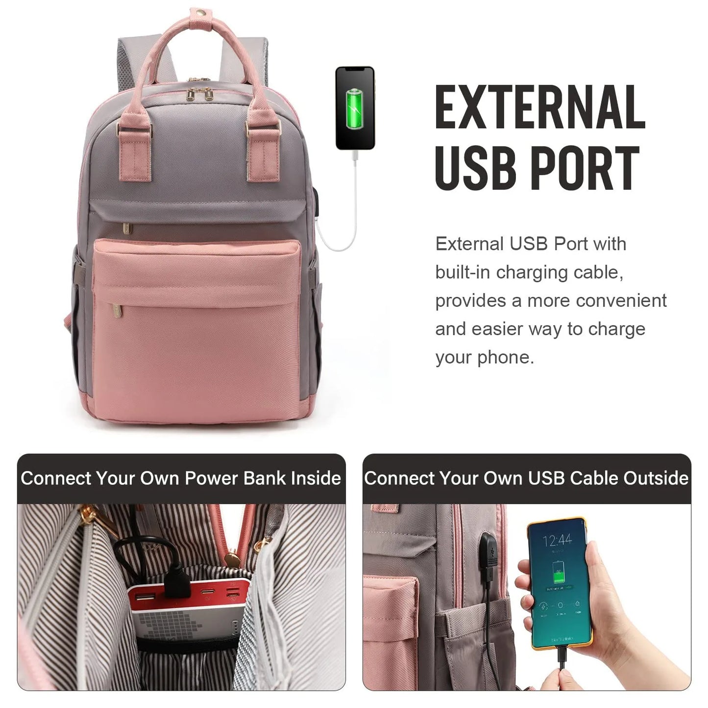 14 15 Inch Laptop Backpack with USB Charging Port,Tear Resistant Business Backpack for Travel, Casual Daypack for Men Women