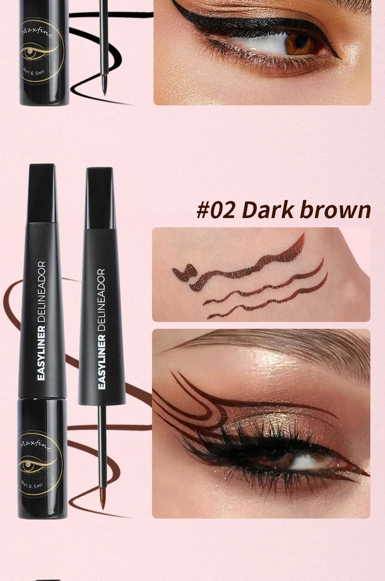 Matte Black Waterproof Liquid Eyeliner Pencil Sweatproof Quick Dry Easy To Wear High Pigment Brown Eye Liner Pen Eye Makeup Tool