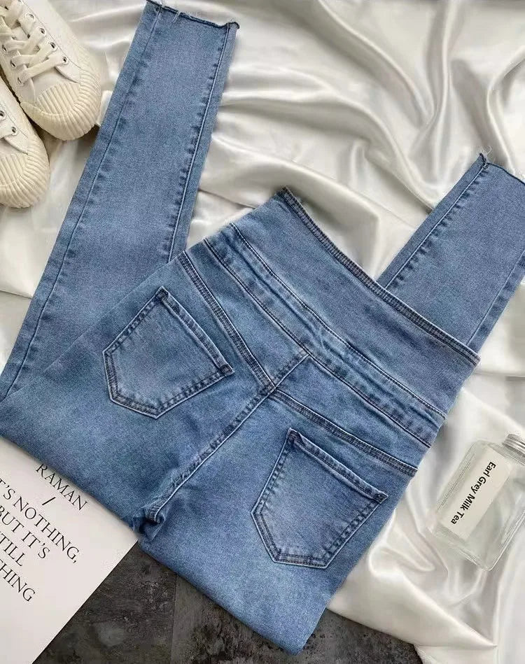 High Waist Slim Pencil Jeans Woman Vintage Skinny Stretch Denim Pants Spring Fall Streetwear Korean Fashion Casual Kot Pantolon