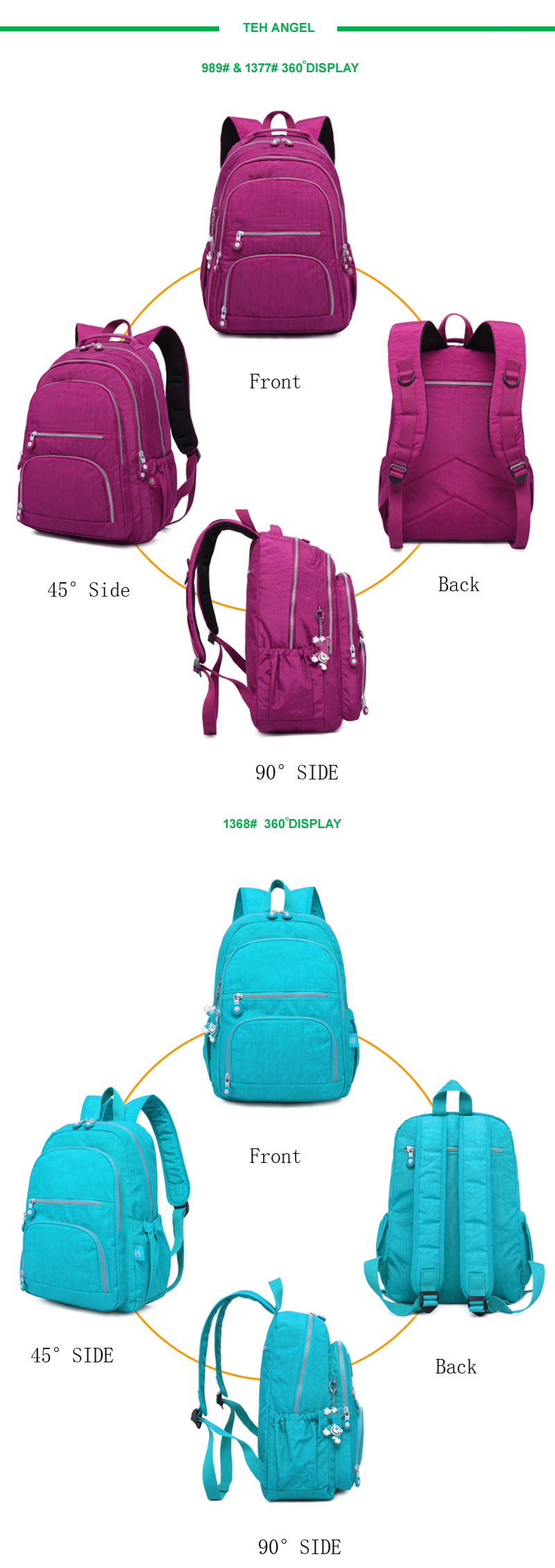 Mochila Feminina School Backpack for Teenage Girl 2024 Travel Back Packs Bag Women Nylon Waterproof Laptop Bagpack