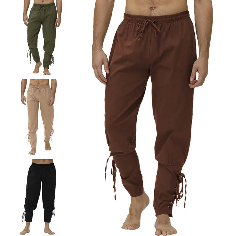 Pantalon de pirate Viking Costume pour hommes Pantalon médiéval Renaissance Short à cordon Costume d'Halloween Cosplay adulte