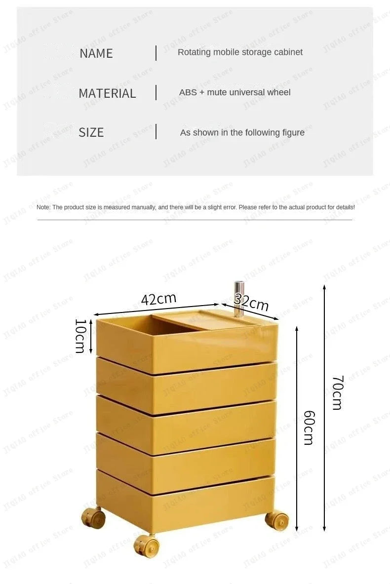 Movable Storage Rack Rotating Bedside Table Storage Cabinet Living Room Home Side Cabinet Multi-layer Snack Storage Cabinet