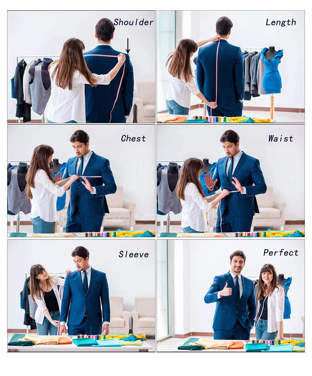 DAROuomo 2024  Men Suit Slim Fit Formal Business Work Wear Suits 2Pcs Set (Jacket+Pants)DR8211