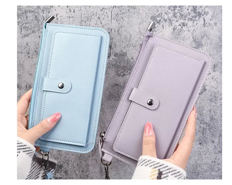 Long Zipper Wallets Coin Cluth Purses Leather Long Wallets Women's Luxury Female Wallet Mini Credit Card Holder Money Bag