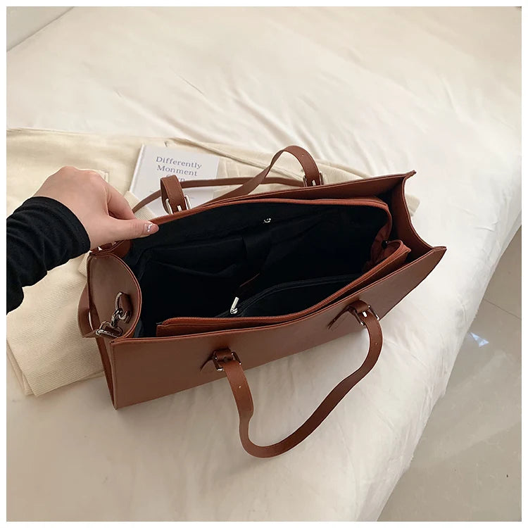 New Women Retro Tote Bags Messenger Handbag High Quality PU Leather Shoulder Bag Big Casual Crossbody Bag