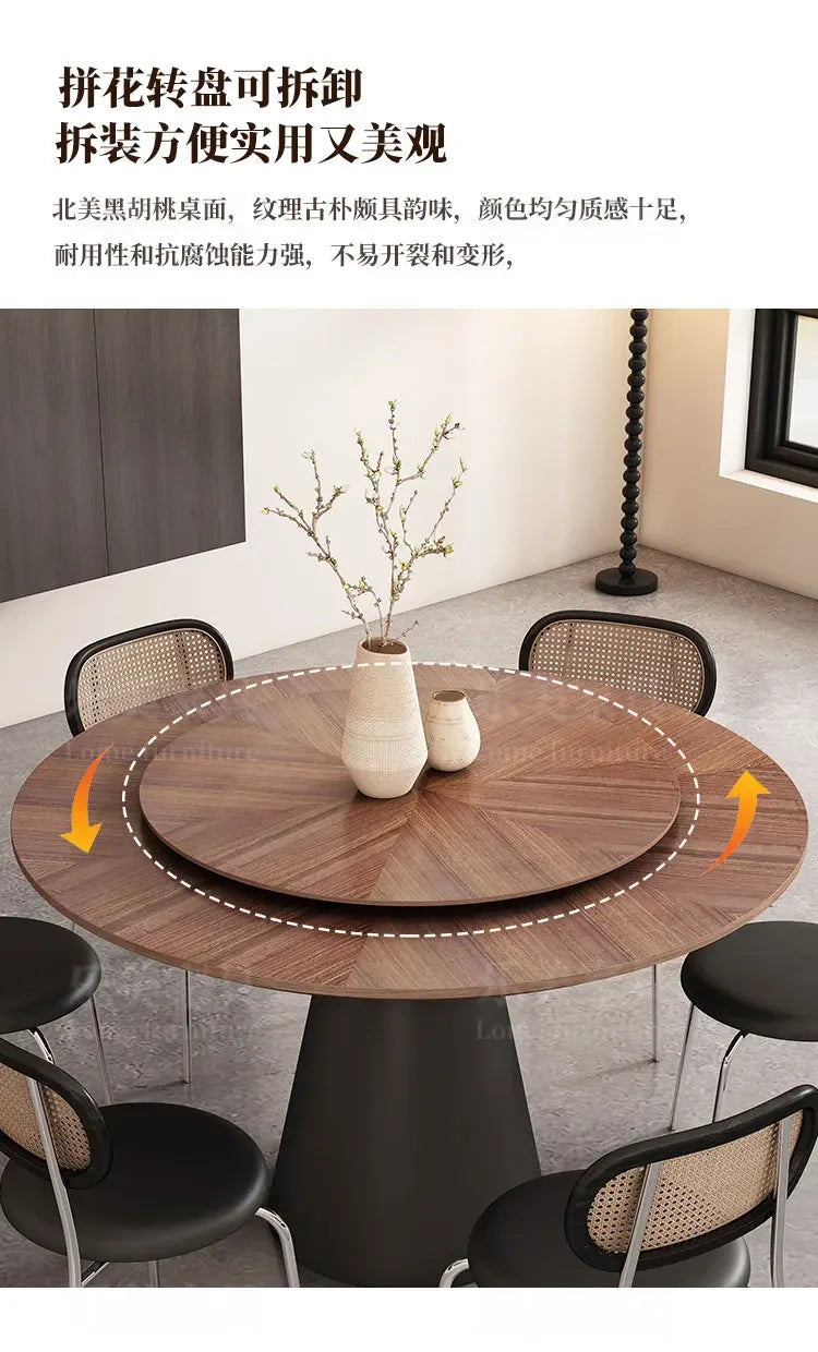 Italian Minimalist Dining Room Sets Black Dining Table Retro Restaurant Wooden Round Table Table A Manger Kitchen Furniture