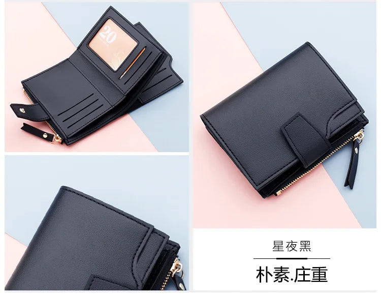 2023 Women Wallet Black Blue/pink Short Female Purse 15 Bits + 2 Big Position Fashion Card Holder Wallet Credit Card Holder Case