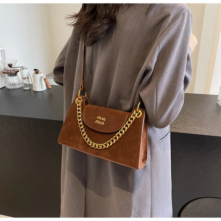 Metal Letter Designer Brand Handbags Top Handle Luxury Shoulder Bags Solid Color Elegant Crossbody Bags Fashion Bags For Women