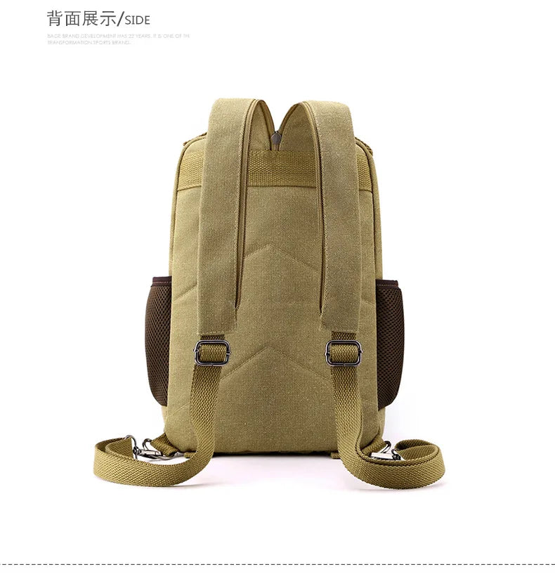 Small Mens Backpack Canvas Casual Backpacks for Men 2024 Mini Male School Bag Rucksack Man Multi-function Crossbody Bag Travel