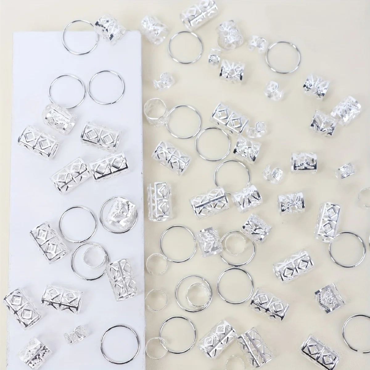 80pcs Hollow Out Hair Ring DIY Hair style Hair Accessories Loc Hair Jewelry for Braids Dread Locks Hair Braiding Metal Cuffs