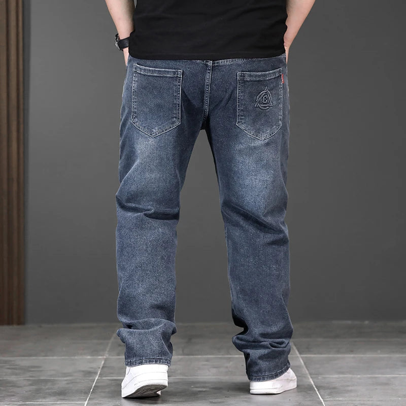 Elastic Loose Plus Size Denim Men Long Jeans Fashionable Oversized Business Casual Big New Arrivals High Quality All Seasons