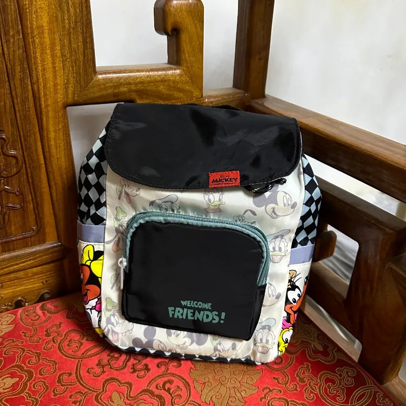 Sac à dos tendance Disney Mickey Mouse pour femme, cartable en toile Minnie, grande capacité, pour filles