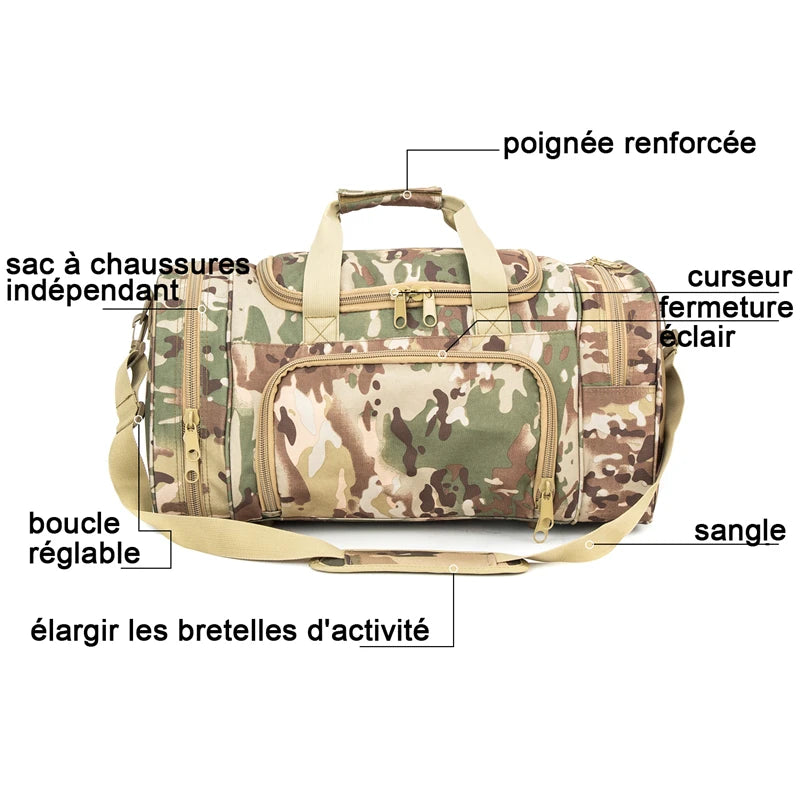 Sport Gym Fitness Bag for Men Military Tactical Duffle Bag  Travel Work Out Bags Training Workout Bag With Shoe Compartment